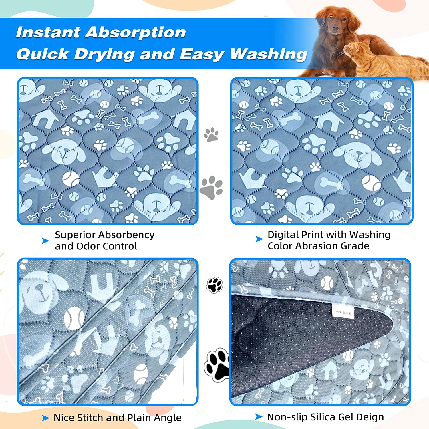 Almofada Higiênica para Cães Reutilizável 2 Peças Superabsorvente - Imagem 3