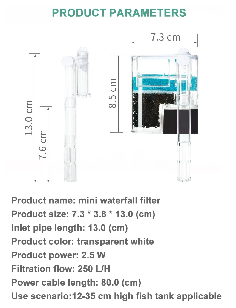 Filtro para Aquário USB 2,5 W com Cascata e Vazão Ajustável - Image 6