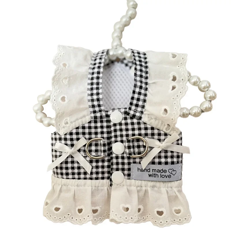 Vestido de Princesa para Cães Xadrez Preto com Renda - Imagem 6