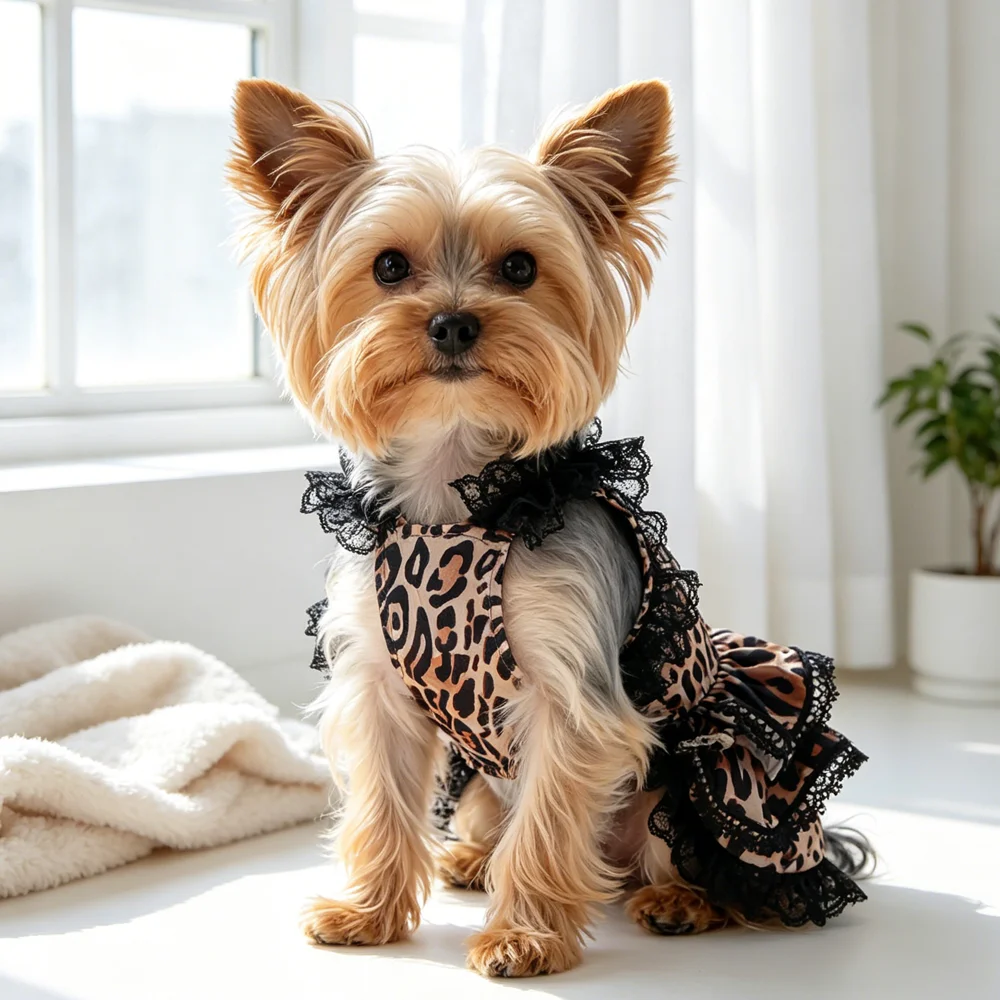 Vestido Leopardo para Cães e Gatos Pequenos de Verão - Image 2