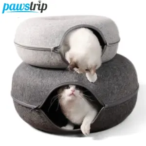 cama donut para gatos de feltro com zíper