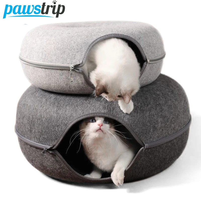 cama donut para gatos de feltro com zíper