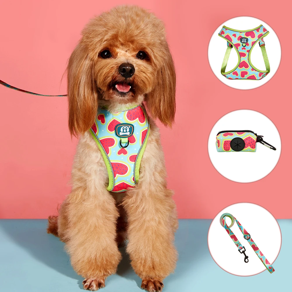 arnês para cães com suporte para saco coletor