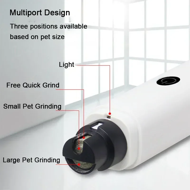 Moedor de Unhas para Cães e Gatos Recarregável USB com Luz LED - Imagem 2