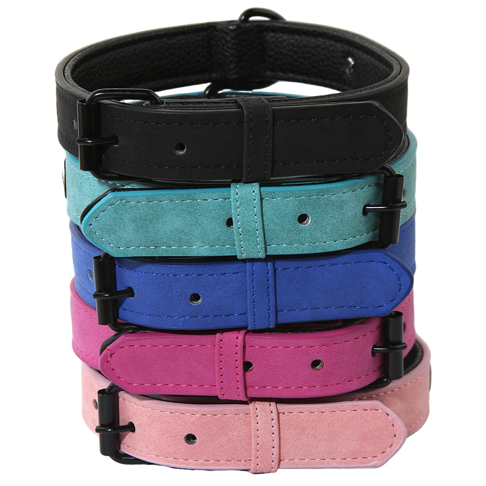 Coleira para Cães de Couro PVC Azul Céu com Gravação Personalizada - Imagem 4