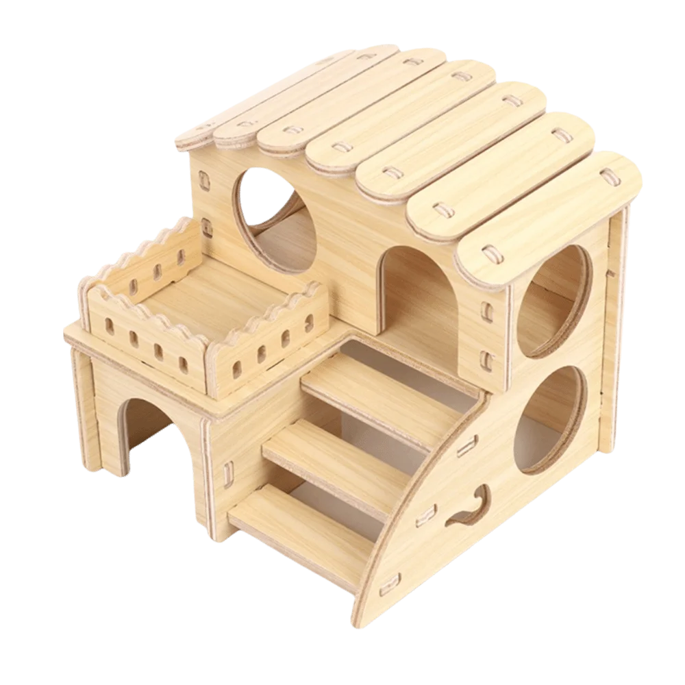 Casa de Madeira para Hamster com Plataforma Fácil de Instalar - Imagem 4