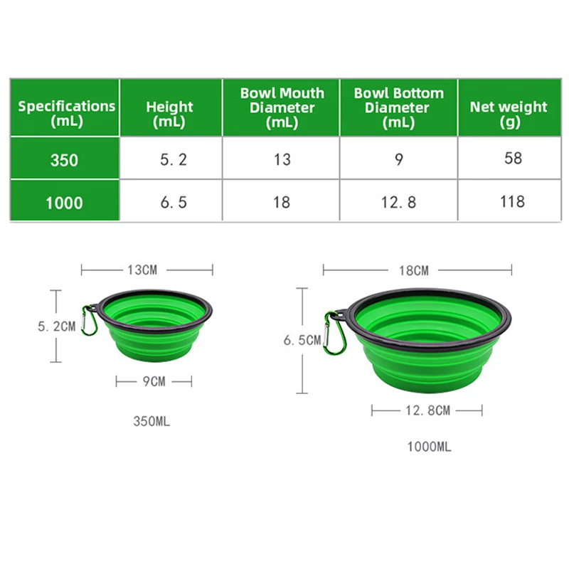 Tigela Dobrável para Cães e Gatos de Silicone 350 ml com Gancho - Imagem 6