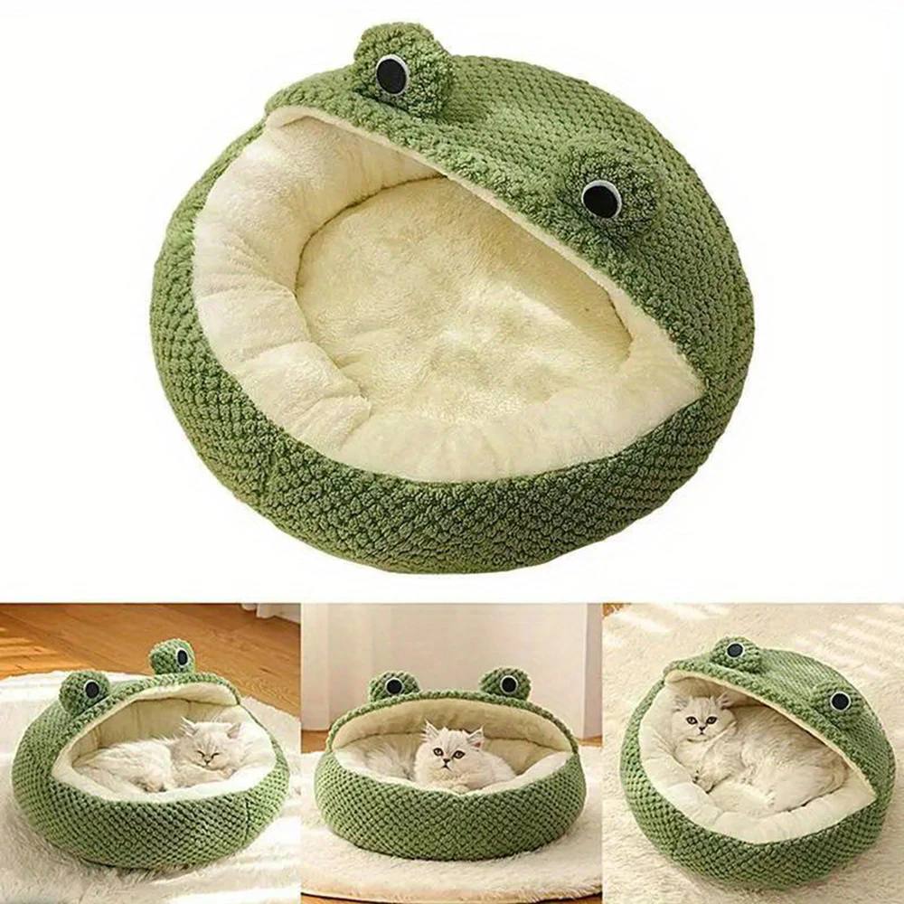 Cama Caverna para Gatos em Formato de Sapo de Pelúcia - Image 3