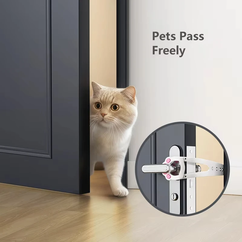 Trava de Porta para Gatos Ajustável sem Perfuração - Imagem 2