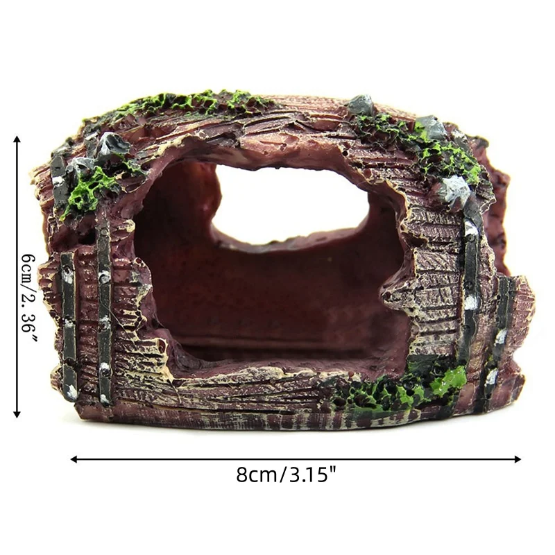 Ornamento de Aquário Barril Caverna de Resina Borgonha para Peixes - Imagem 2