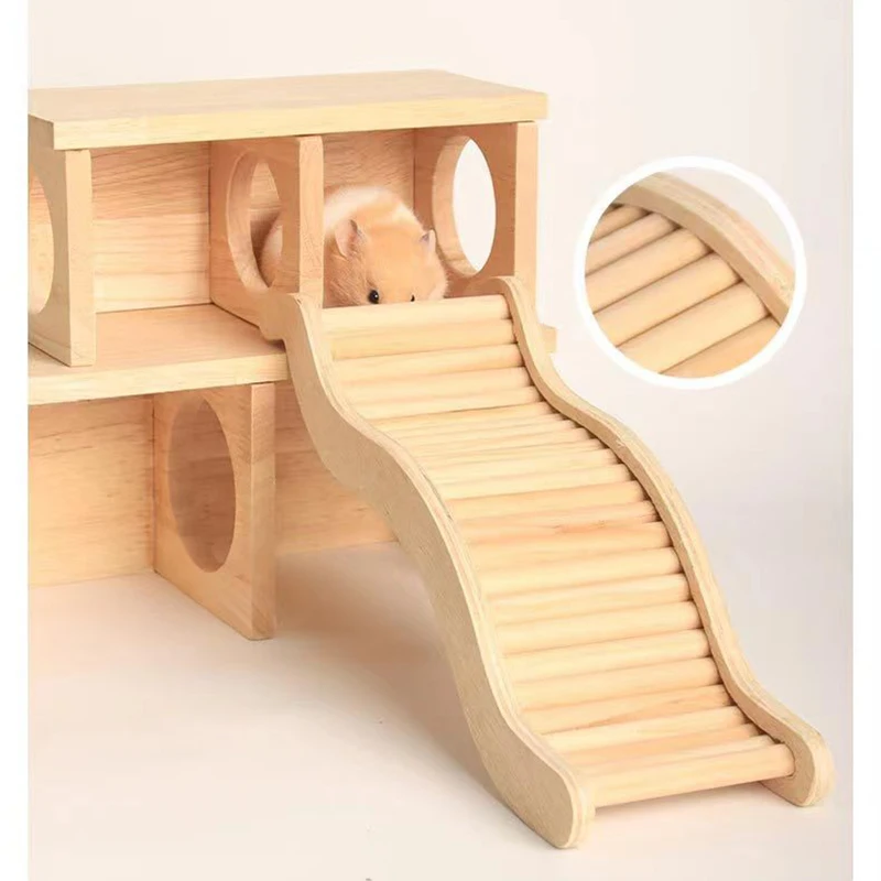 Casa de Madeira para Hamster com Escada e Ponte para Gaiola - Imagem 3