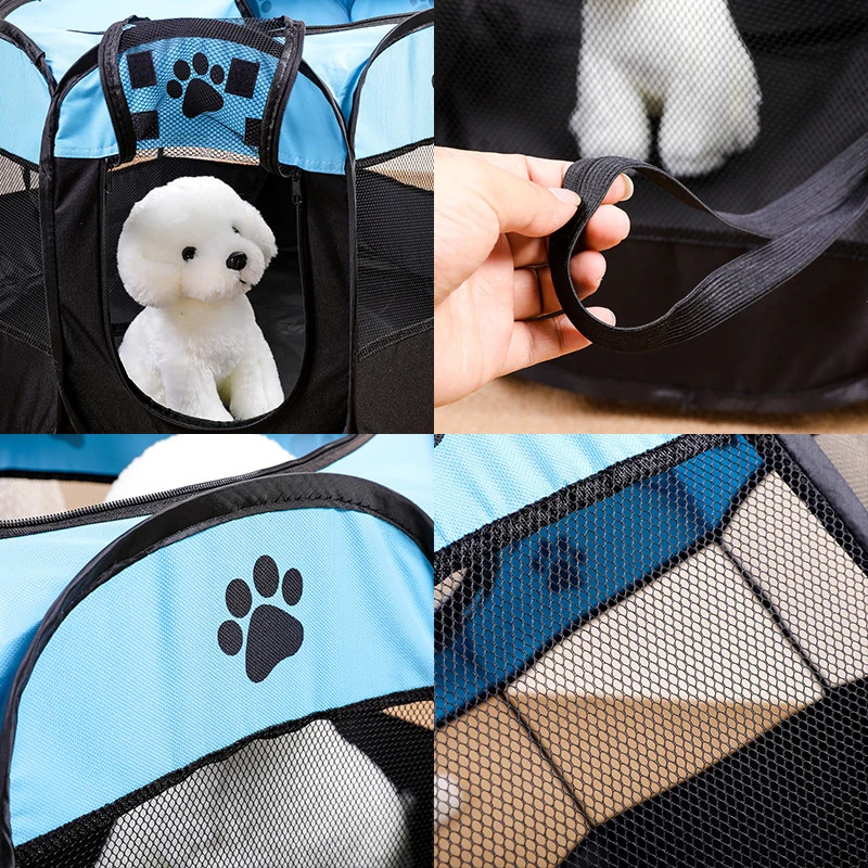 Gaiola Octogonal Portátil para Cães e Gatos com Design Dobrável - Imagem 4