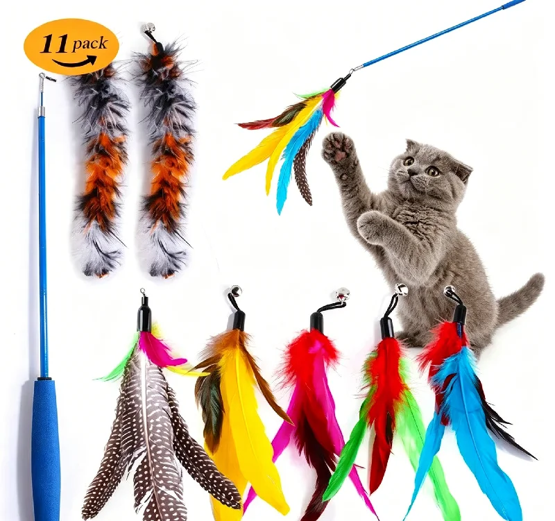 Kit Brinquedo para Gatos Varinha Retrátil com 10 Penas de Substituição - Imagem 6