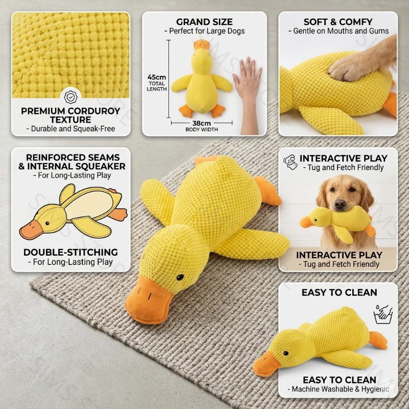 Brinquedo Molar para Cães Pequenos Pato Amarelo Interativo - Imagem 6