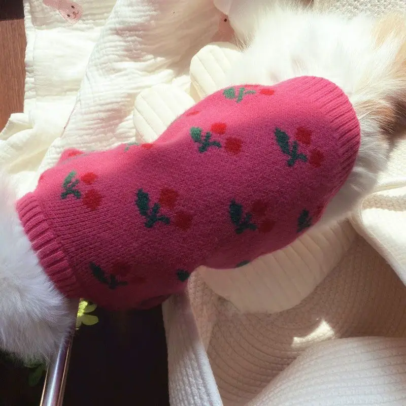 Suéter para Cães Pequenos de Malha com Estampa de Cerejas - Imagem 4