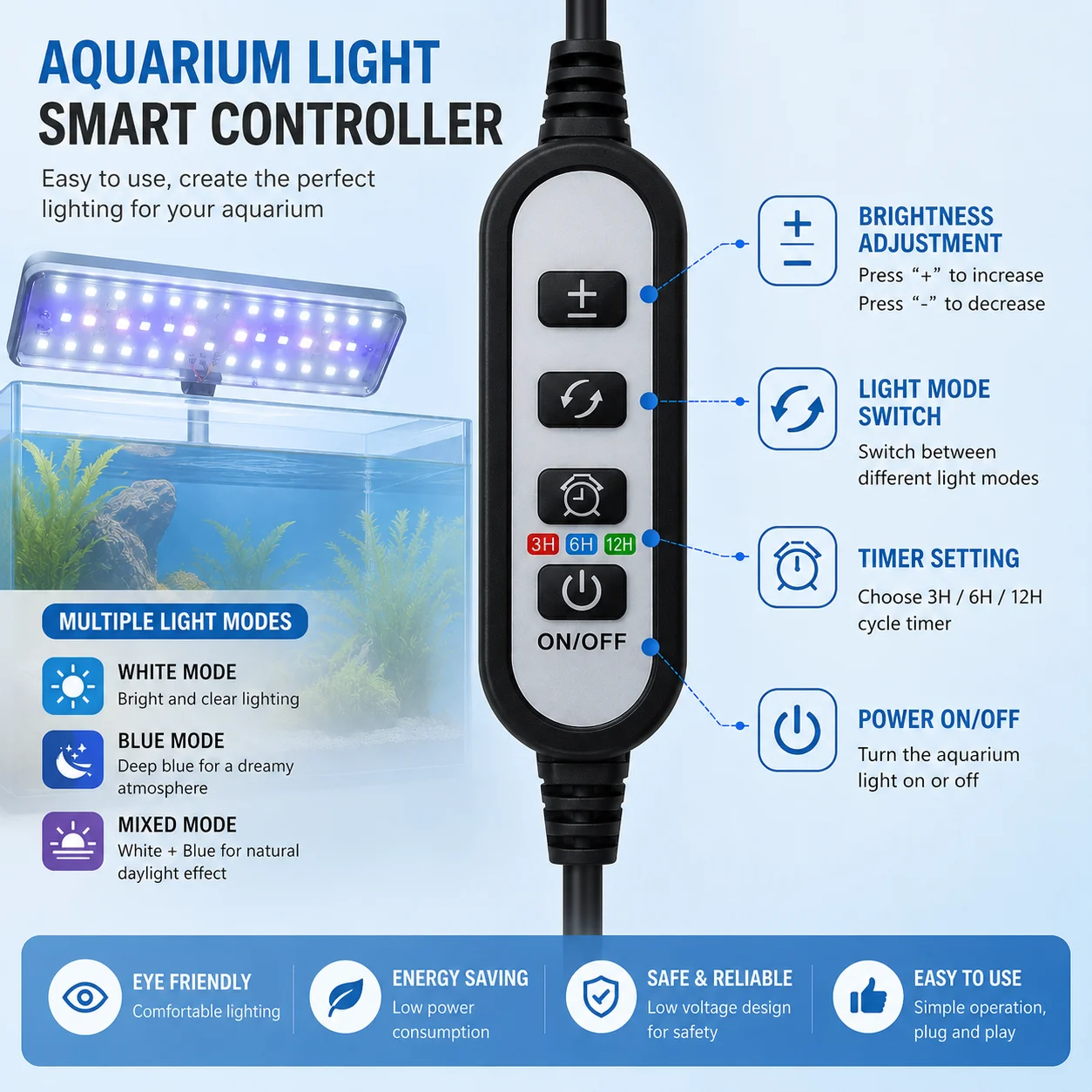 Luz LED para Aquário USB com Brilho e Temporizador Ajustáveis - Image 3