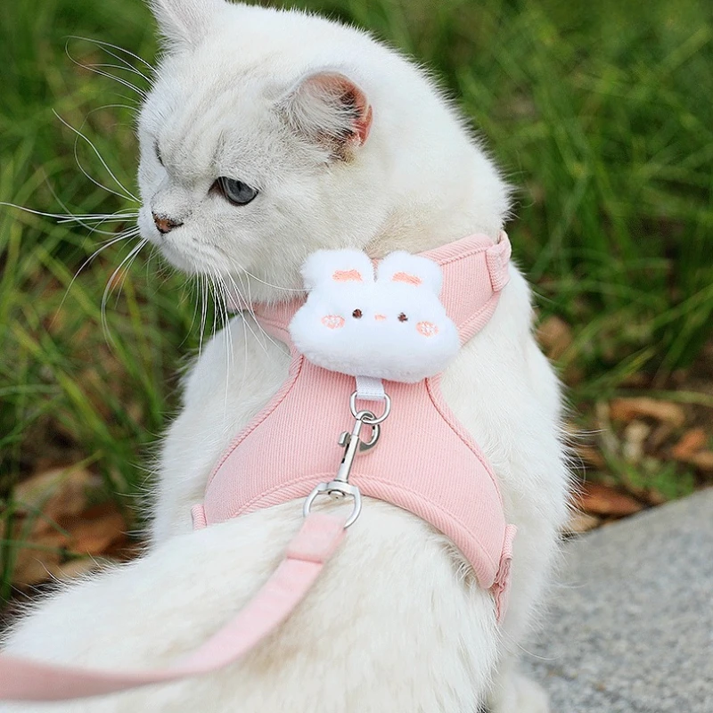 Coleira Peitoral para Gatos e Filhotes de Poliéster Ajustável para Passeio - Imagem 4