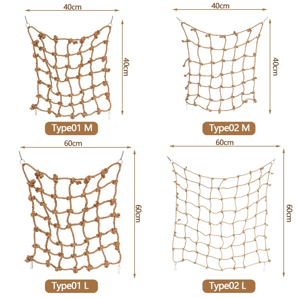Rede de Escalar para Pássaros e Roedores de Linho 40x40cm com Ganchos - Imagem 4