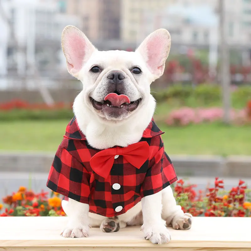 Camisa Xadrez para Cães e Gatos de Pequeno Porte com Gravata Borboleta - Imagem 6