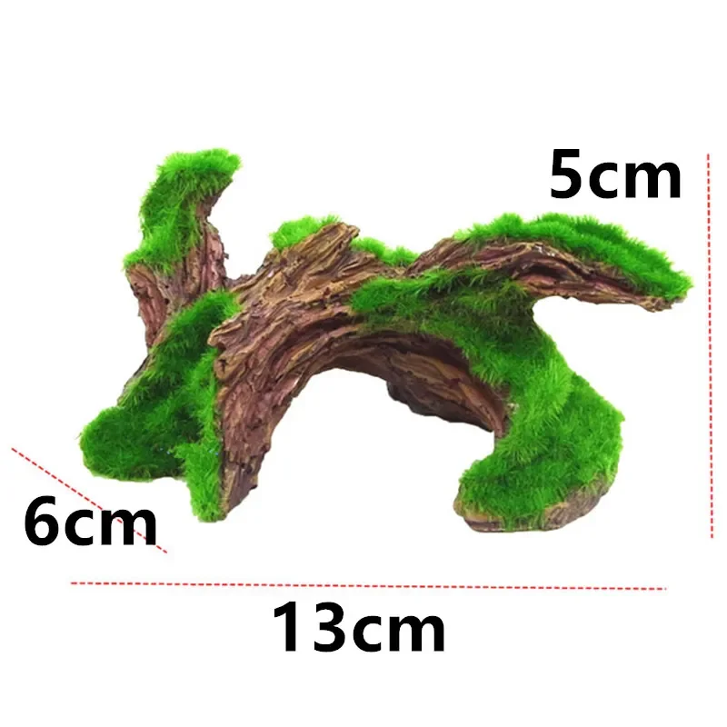 Decoração de Aquário Madeira de Resina para Tanque de Peixes com Musgo Verde - Imagem 5