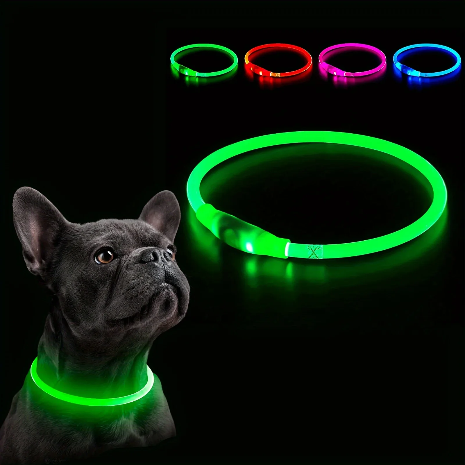 Coleira de Fibra Óptica para Cães Recarregável USB Luminosa - Imagem 2