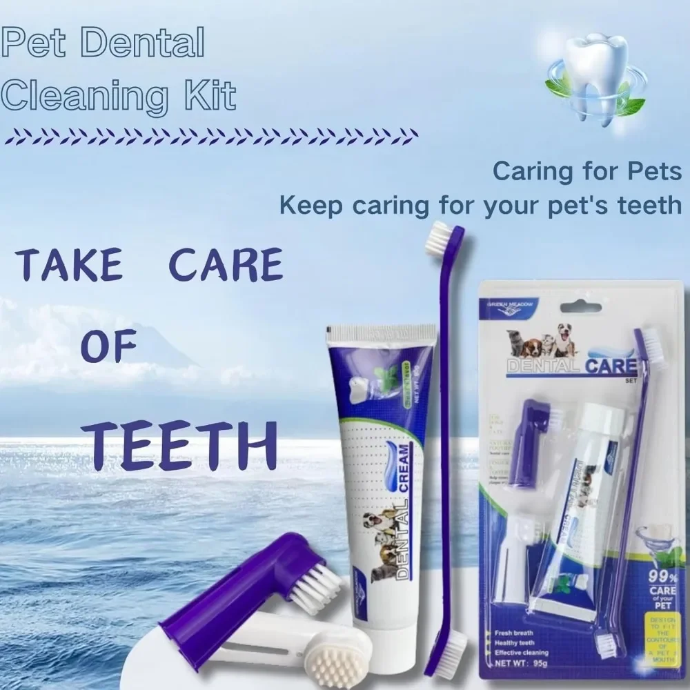 Kit Dental para Cães e Gatos com Escova Dupla e Pasta Sabor Carne - Image 3