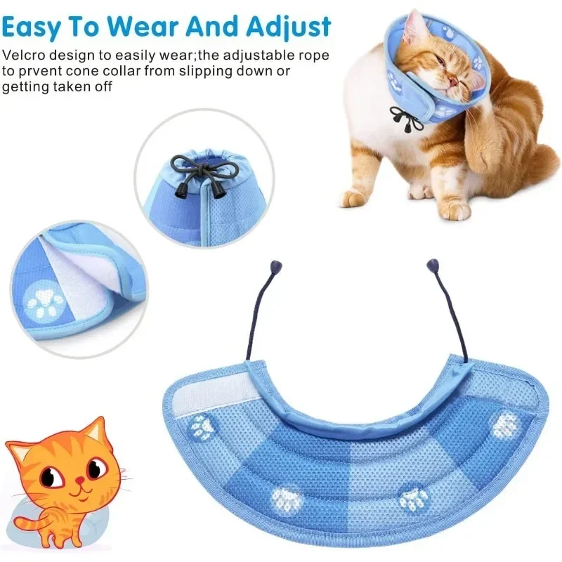 Colar de Recuperação para Gatos Ajustável e Leve com Fecho em Velcro - Imagem 4