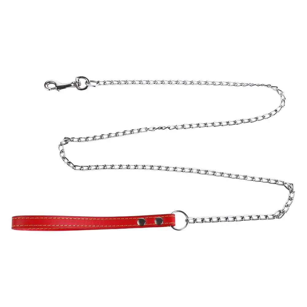 Guia para Cães Pequenos de Metal e Couro 120 cm Anti Mordida - Imagem 6