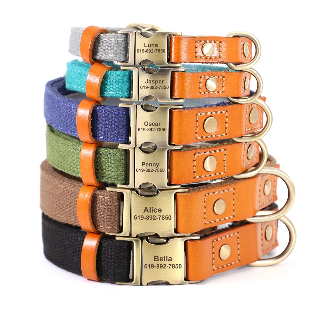 Coleira de Nylon para Cães Ajustável com Fivela de Bronze - Imagem 4