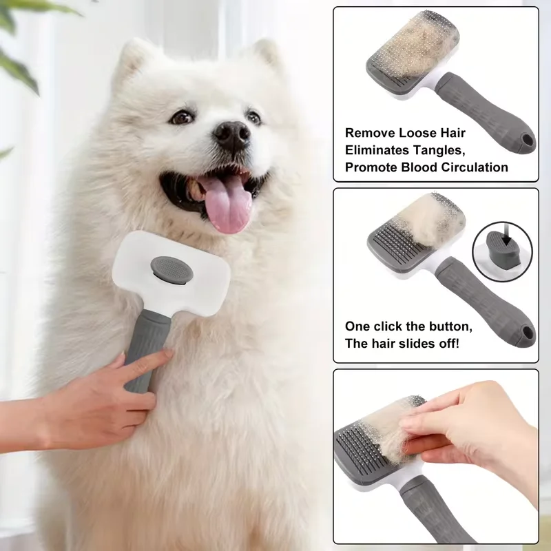 Escova Autolimpante para Cães e Gatos com Remoção de Pelos com Um Clique - Image 2