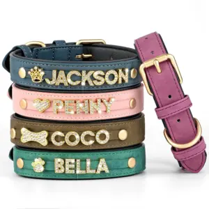 coleira de couro personalizada para cães