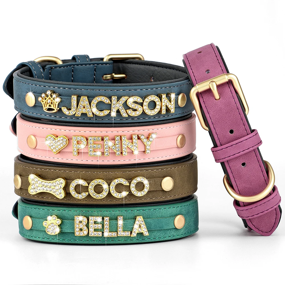 coleira de couro personalizada para cães