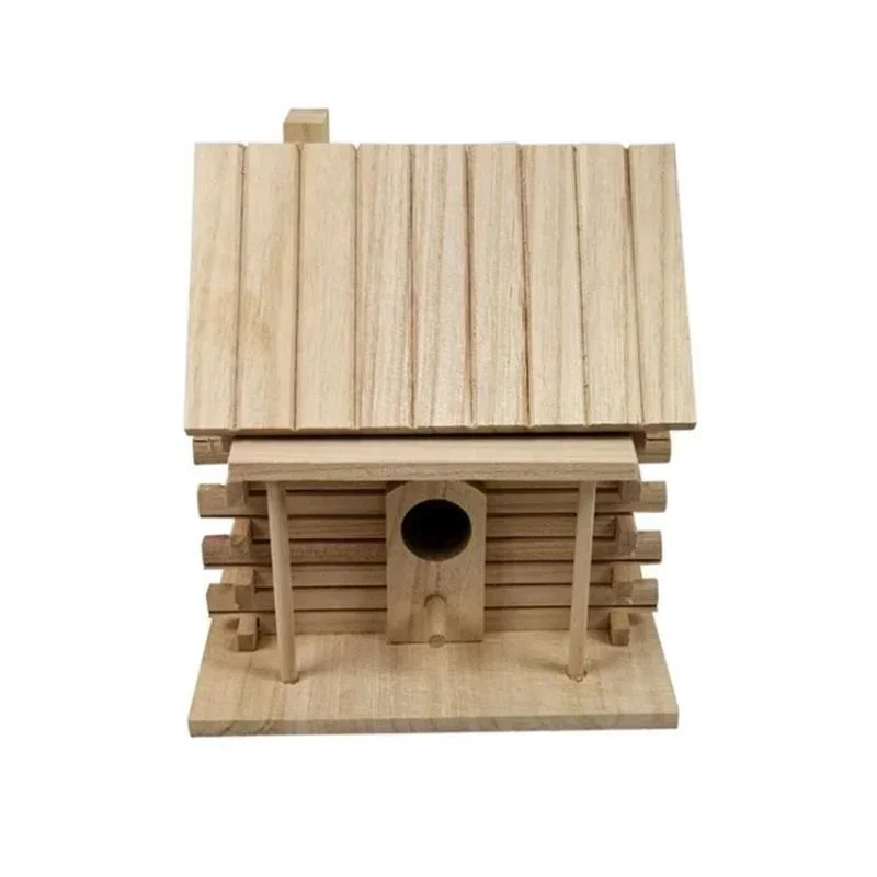 Casa de Pássaros de Madeira Paulownia 17x16x18 cm para Ninho - Imagem 6