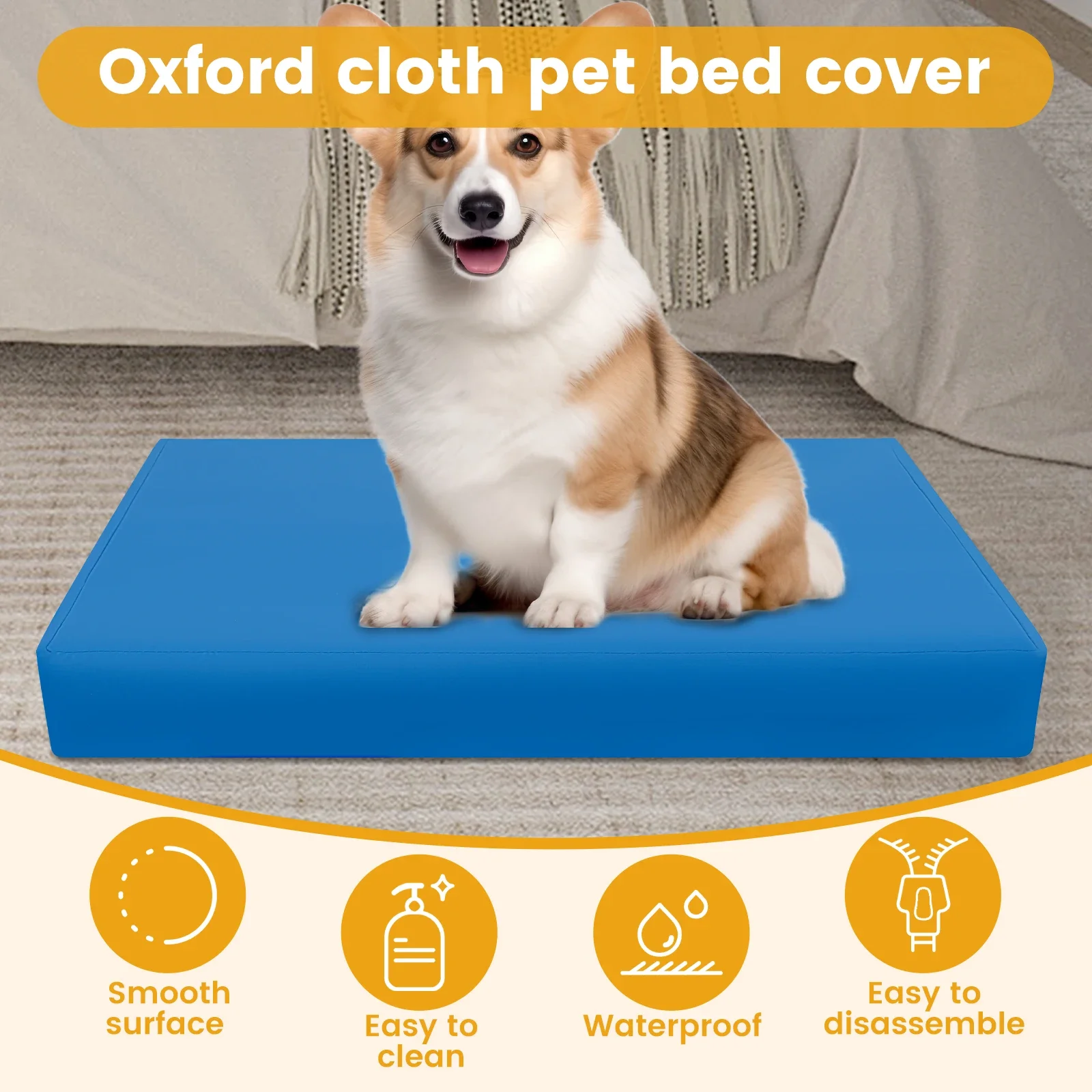Capa para Cama de Cachorro de Tecido Oxford Impermeável com Zíper - Image 2