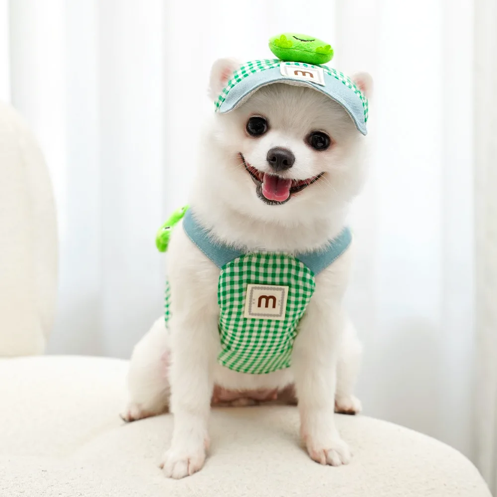 Arnês para Gatos e Cães Pequenos com Chapéu de Sol Verde - Imagem 4