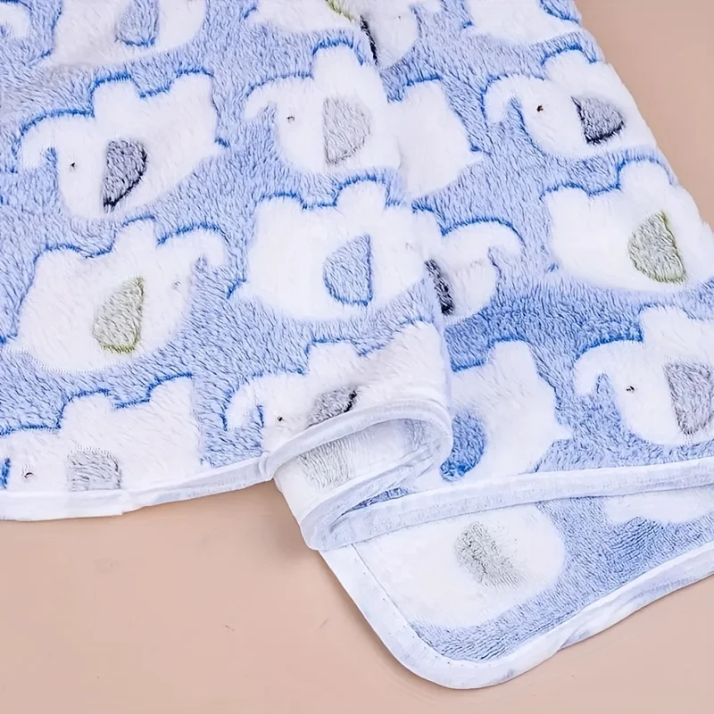Cobertor de Flanela para Cães e Gatos Azul Estampa Elefante - Imagem 4