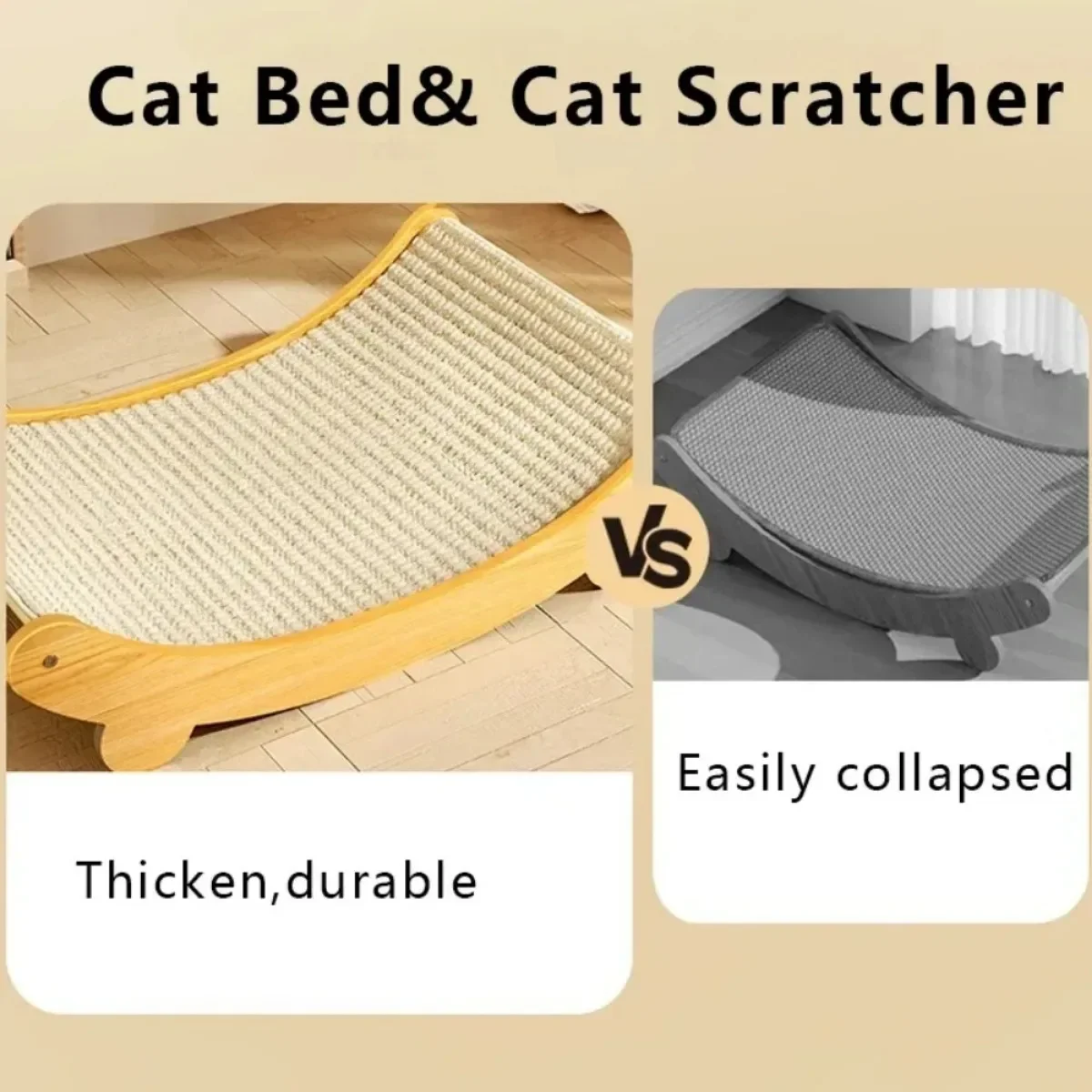 Arranhador de Gato de Madeira com Sisal Destacável para Gatinhos - Imagem 4