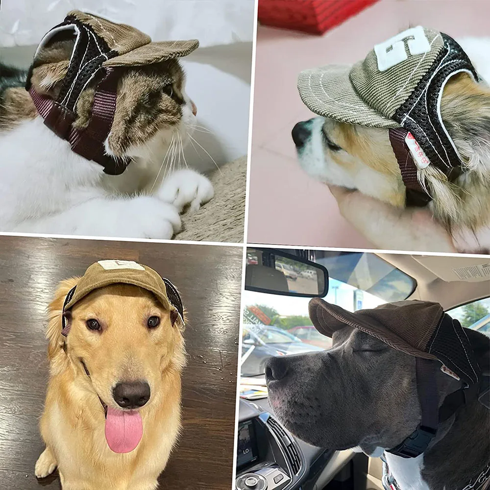 Boné para Cães com Orelhas Ajustável Protetor Solar - Imagem 5