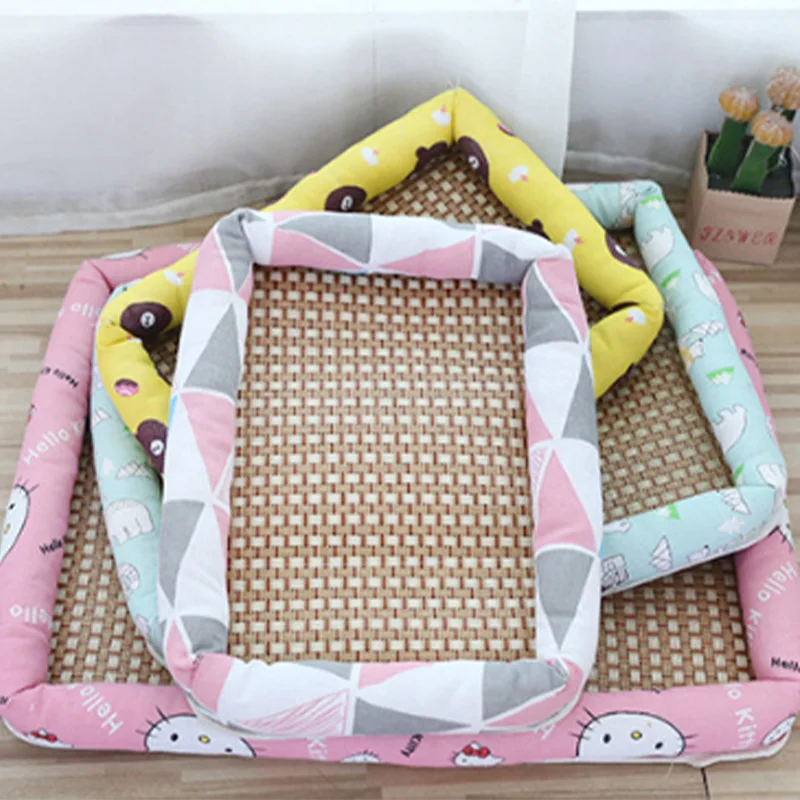 Tapete Refrescante de Linho com Rattan para Cães e Gatos Lavável - Image 3