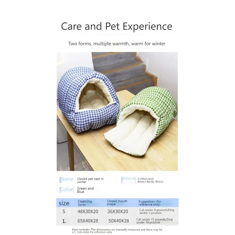 Cama Saco de Dormir para Cães e Gatos Dobrável Azul - Image 6