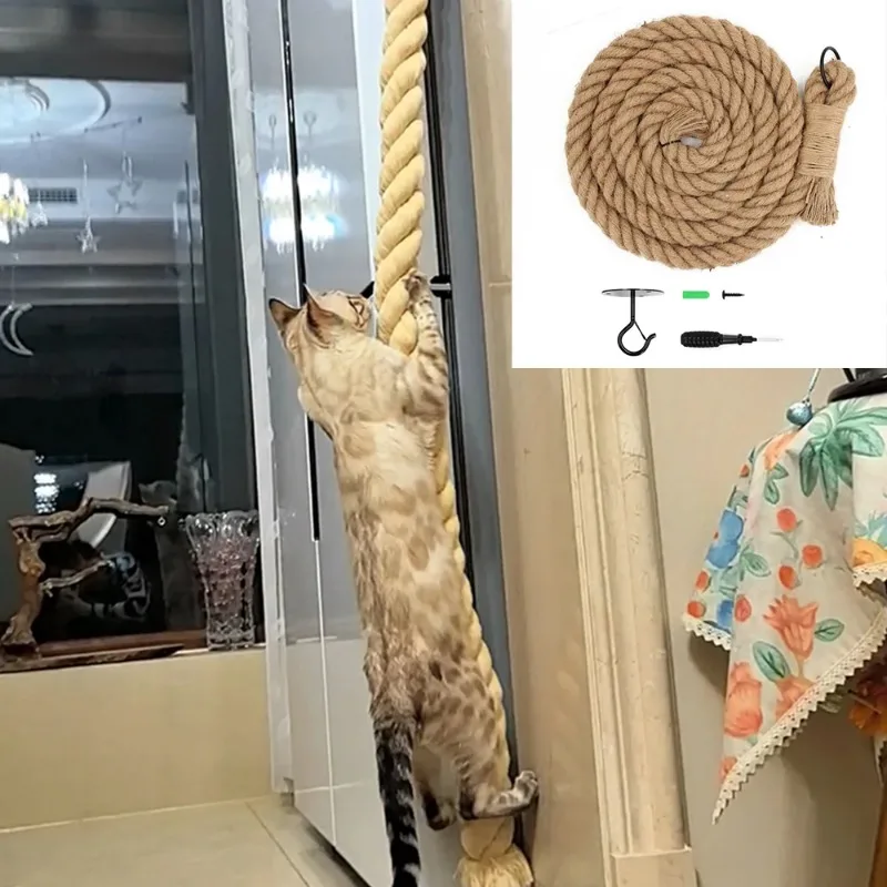 Corda de Escalada para Gatos de Juta com Gancho para Teto ou Parede - Image 4