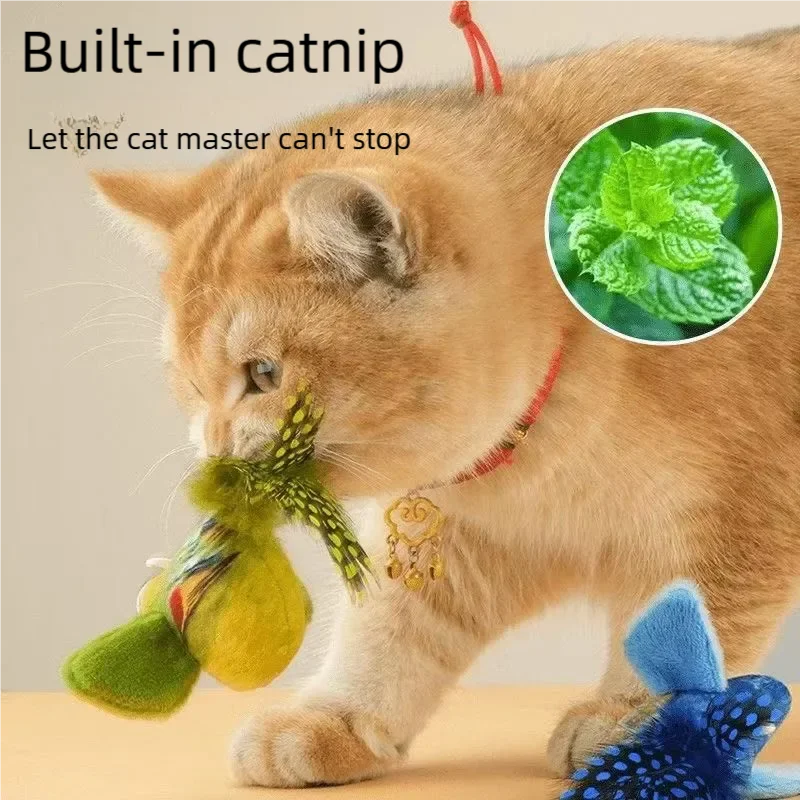 Brinquedo de Pássaro para Gatos com Som e Penas Reais - Imagem 3