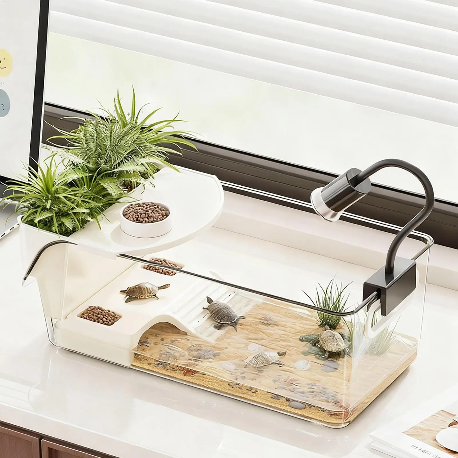 Terrário para Tartarugas com Plataforma de Aquecimento e Área Rasa - Imagem 3