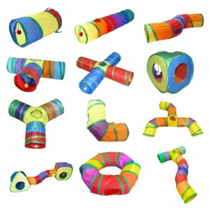 túnel dobrável colorido para gatos