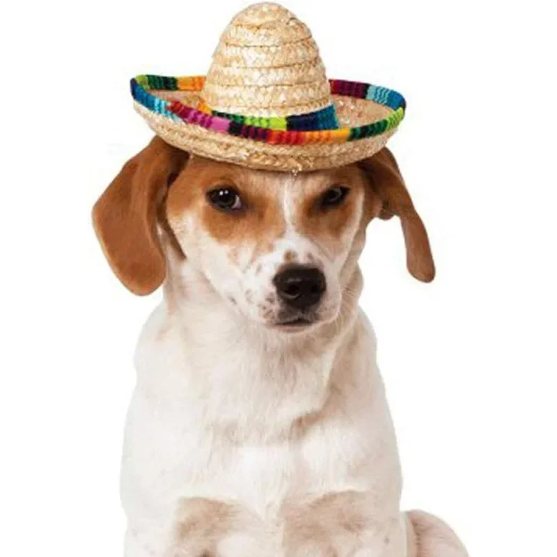 Chapéu Sombrero de Palha para Cães e Gatos Pequenos com Ajuste no Queixo - Image 4