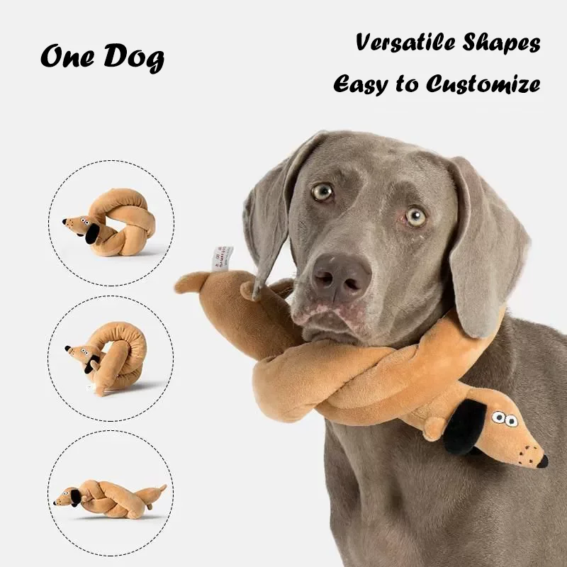 Brinquedo Pelúcia Salsicha para Cães 1 m com Apito para Interação - Imagem 5