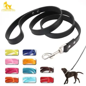coleira de couro pu para cães
