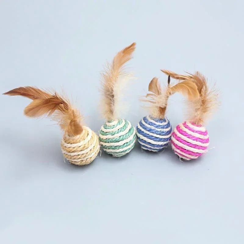 Brinquedo para Gatos Bola de Sisal com Pena 4,3 cm - Imagem 6