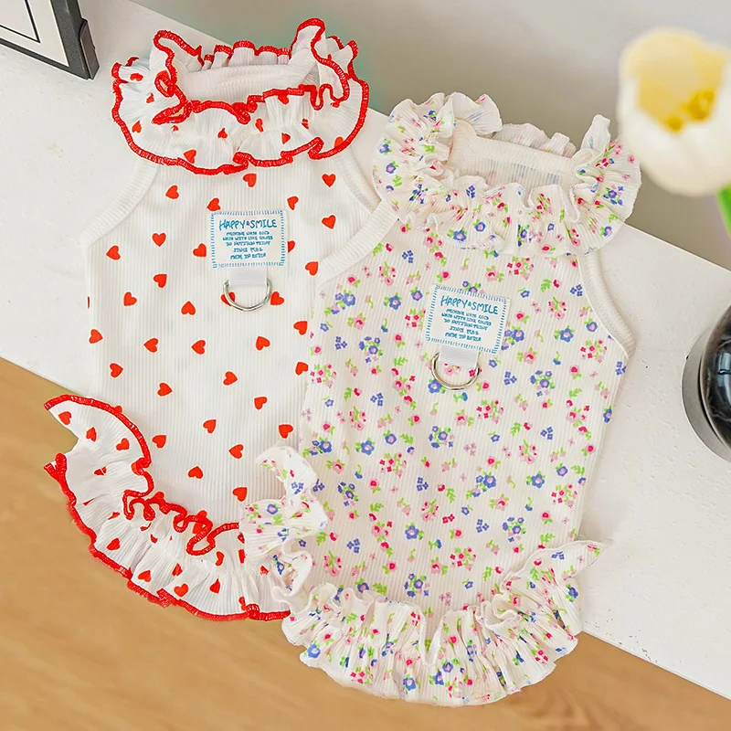Vestido Floral para Cães e Gatos Pequenos de Verão com Renda - Image 6