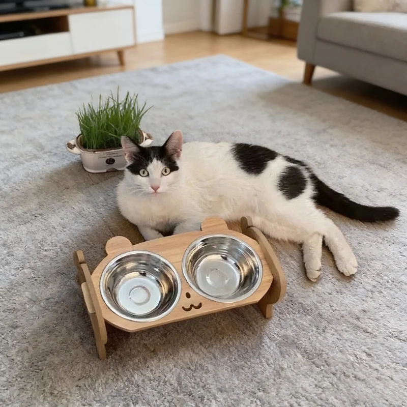 Suporte de Madeira para Comedouro de Cães e Gatos, Ajustável - Imagem 3